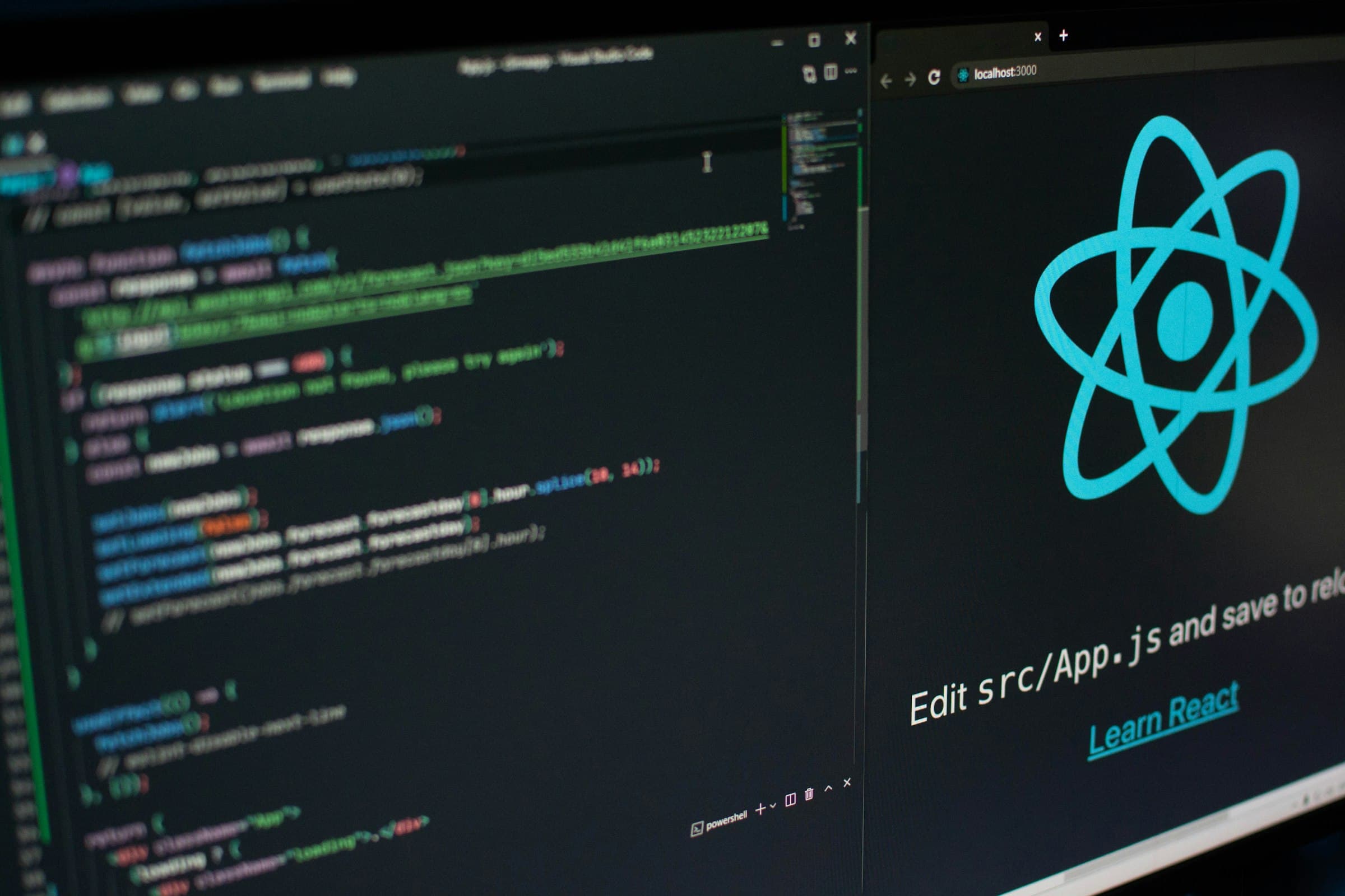 Developer screen showing React component code